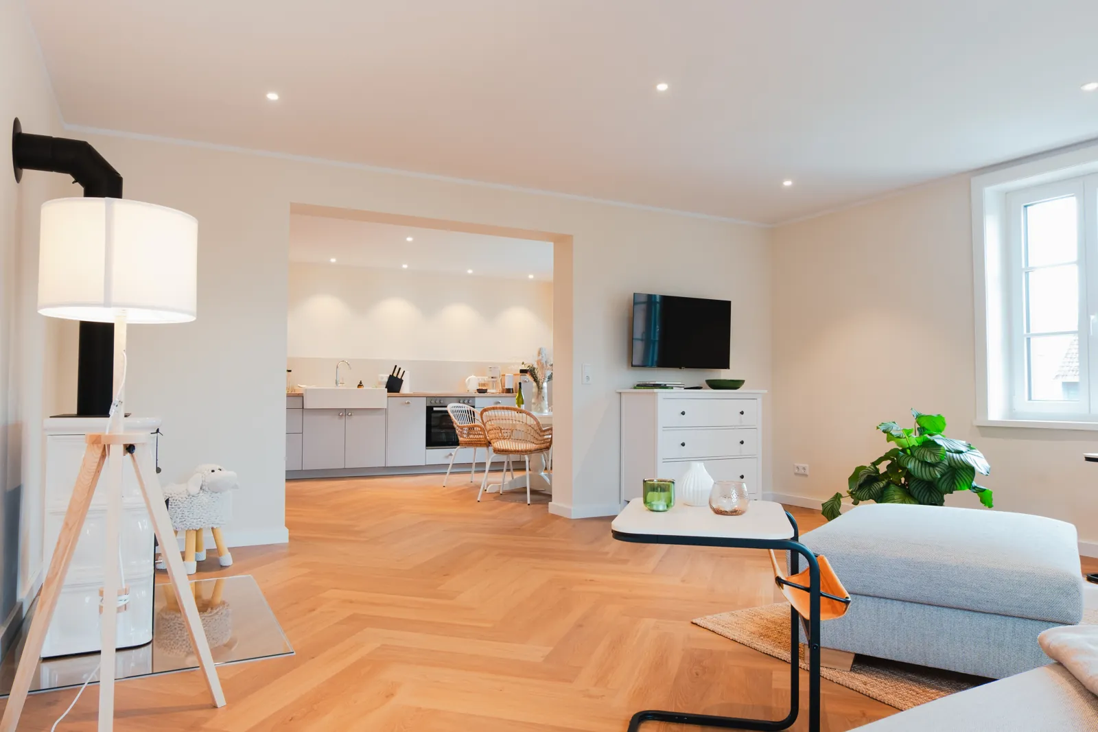 Apartment Ruth: Wohnbereich mit offener Küche